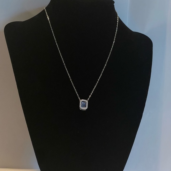 Swarovski Blue and Silver Necklace with Sparkling Pendant - Picture 6 of 6